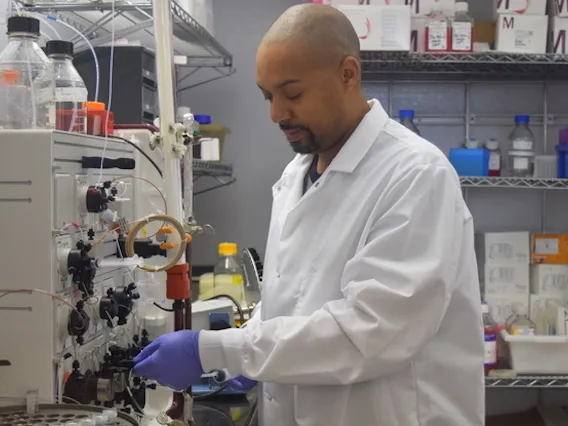 Scientist working in lab